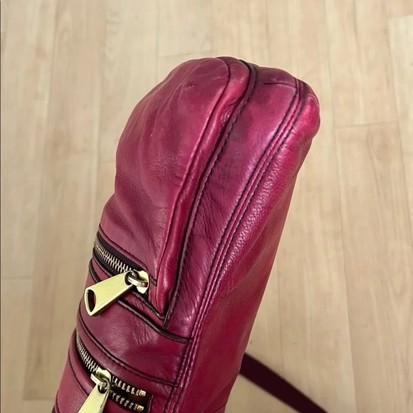 Fossil Red Burgundy Crossbody Bag with Adjustable Strap and Gold tone Hardware - Picture 9 of 12